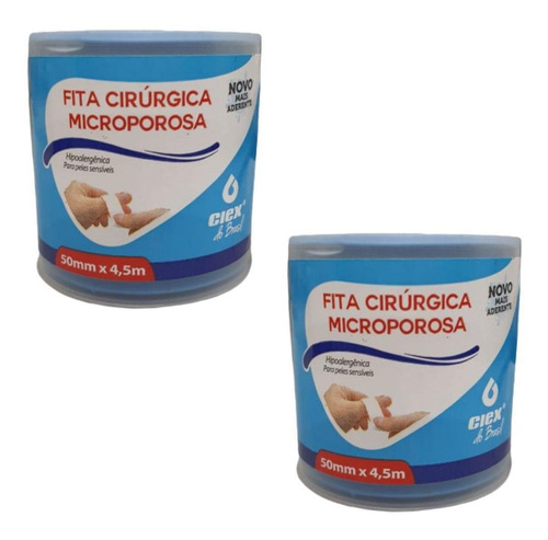 Fita Microporosa 50mm X 4.5m Kits Com 2 Unidades