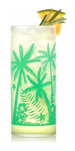 Libbey Cooler, 16-ounce, Set Of 4 Glasses, Vintage Palm Tree