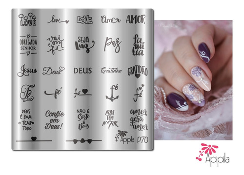 Imagem 3 de 10 de Kit Placas E Carimbos De Unhas Apipila Religiosos Duplo