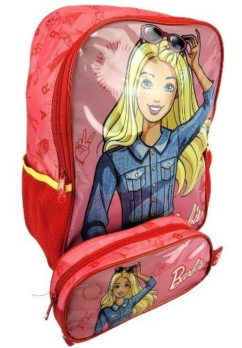 Mochila Escolar Barbie Costas Com Estojo Luxcel Is38181bb-vm