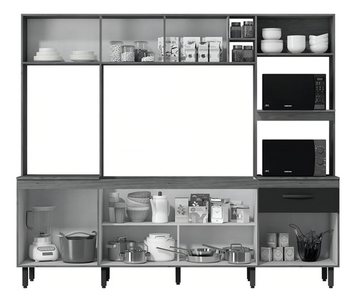 Cozinha Compacta Zoe 6 Portas 1 Gaveta Freijó/jade - Mx Cor Verde
