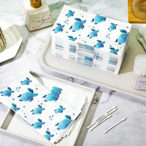 100 Pcs Turtle Disposable Paper Napkins Decorative Soft Gues