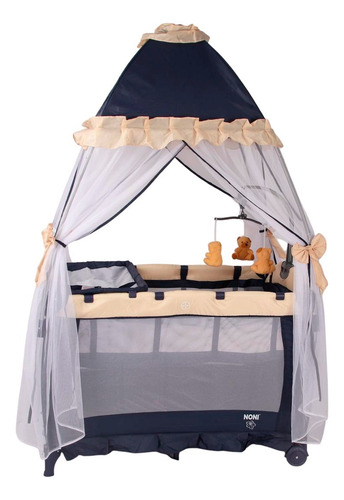 Cuna Corral Con Toldo De Princesa Noni 888 F. Azul Marino Osos