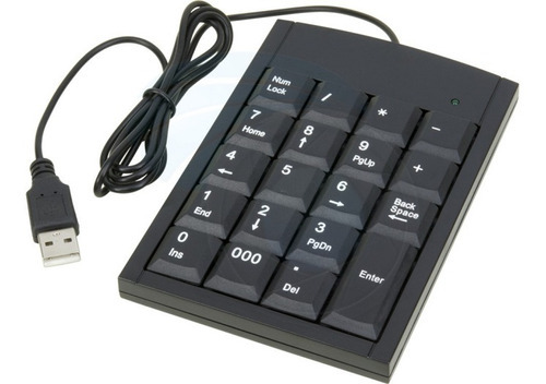 Mini teclado numérico, modelo USB 2.0 para PC, notebook, teclado de laptop, cor preta