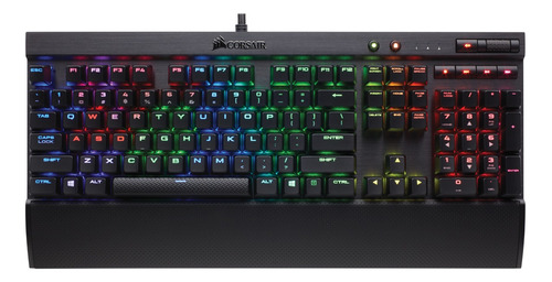 Teclado gamer Corsair Lux K70 QWERTY español España color negro con luz RGB