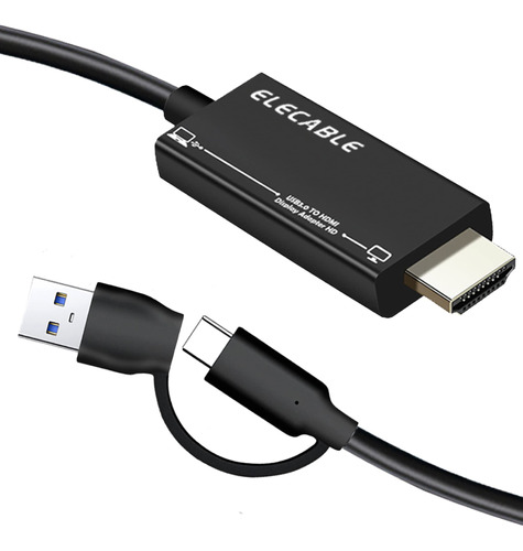 Elecable Adaptador Usb Hdmi  3.0 O Video Externo Tipo C 10