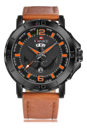 Reloj Naviforce Original Nf 9122 Cuero Ancla + Estuche