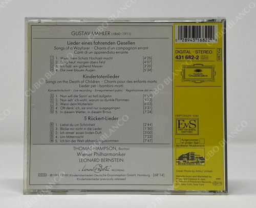 Mahler: Lieder Eines Fahrenden Gesellen Kindertotenlieder Cd (Usado)