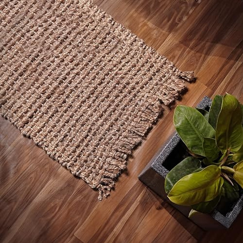 Alfombra De Yute Tejida A Mano 60 X 90 Cm Bohemia
