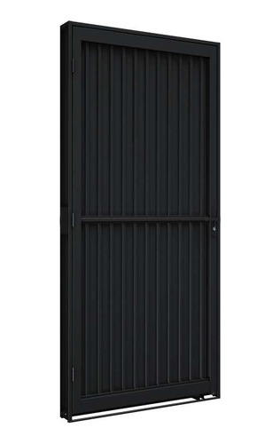 Porta De Giro Calha Aço 215x86x12cm Preto Esq Riobras Pronta