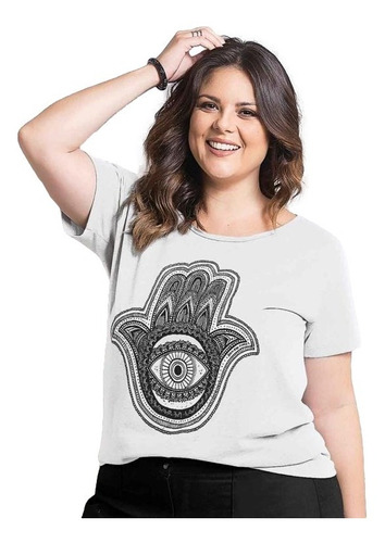 Blusa T-shirt Marguerite Feminina Manga Curta Plus Size 