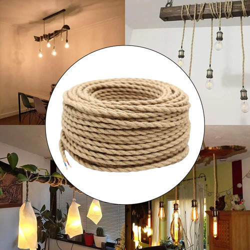 Cable Eléctrico Trenzado Cuerda De Cáñamo 5m Decoración