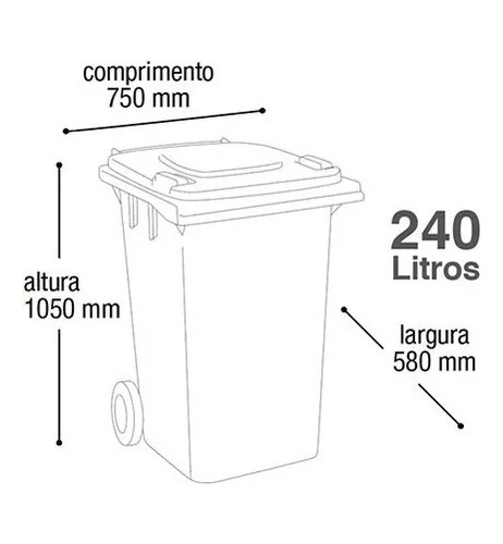 Lixeira Container Verde 240l Coleta Seletiva C/ Roda - 1 Und
