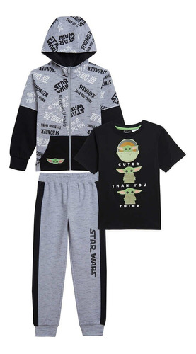 Star Wars Kids' 3 Piece Outfit Set, 4t, Gray Ssa