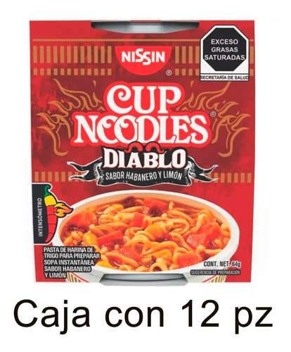 Sopa Nissin Cup Noodles Diablo Habanero Y Limón 64gr 12pz