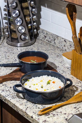 Imagen 3 de 8 de Batería De Cocina Cinsa De Acero Vitrificado 5 Piezas Negro