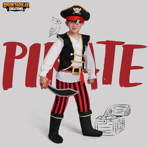 Spooktacular Creations Disfraz De Pirata Rojo De Lujo Para N