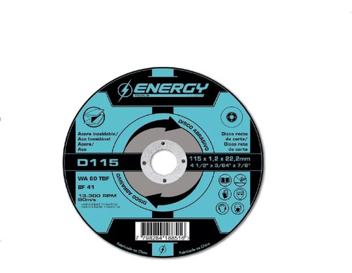 Disco De Corte Acero/inoxidable 4 1/2 Energy D115 X 10un K37