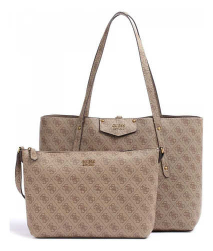 Guess Bolso Tote Eco Brenton Para Mujer, Logotipo Latte, Ee
