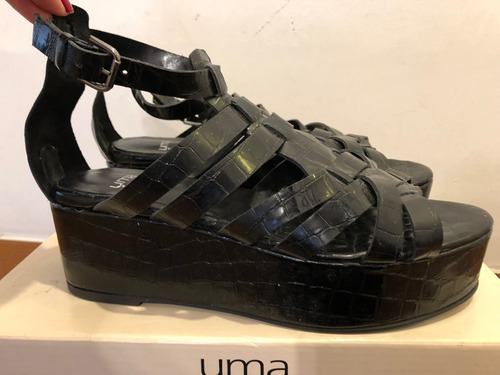Sandalias Uma Negras Con Plataforma Talle 39 Nuevas!