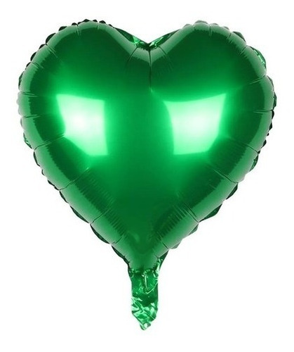 Pack X 10 Globos Metalizado De Corazon Verde De 18 Pulgadas