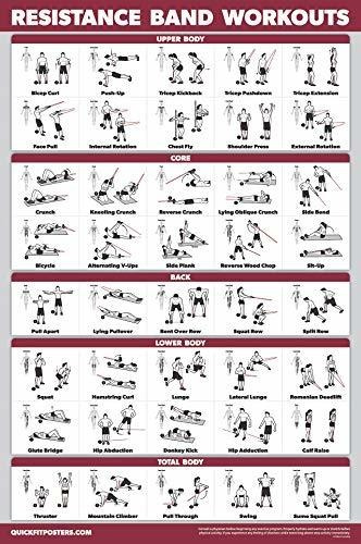 Palace Learning ejercicios de pesas rusas Juego de 3 póster de ejercicio con mancuernas bandas de resistencia