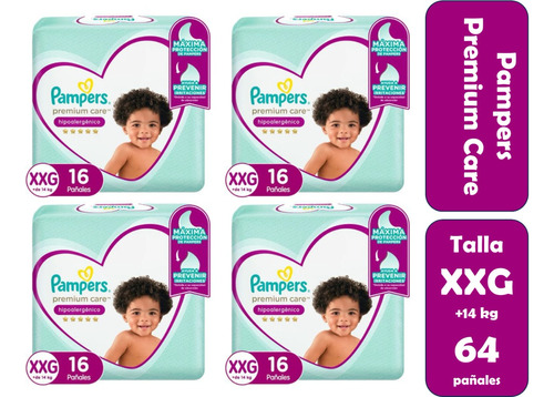 4pack Pañales Pampers Premium Care Tallas M G Xg Xxg 