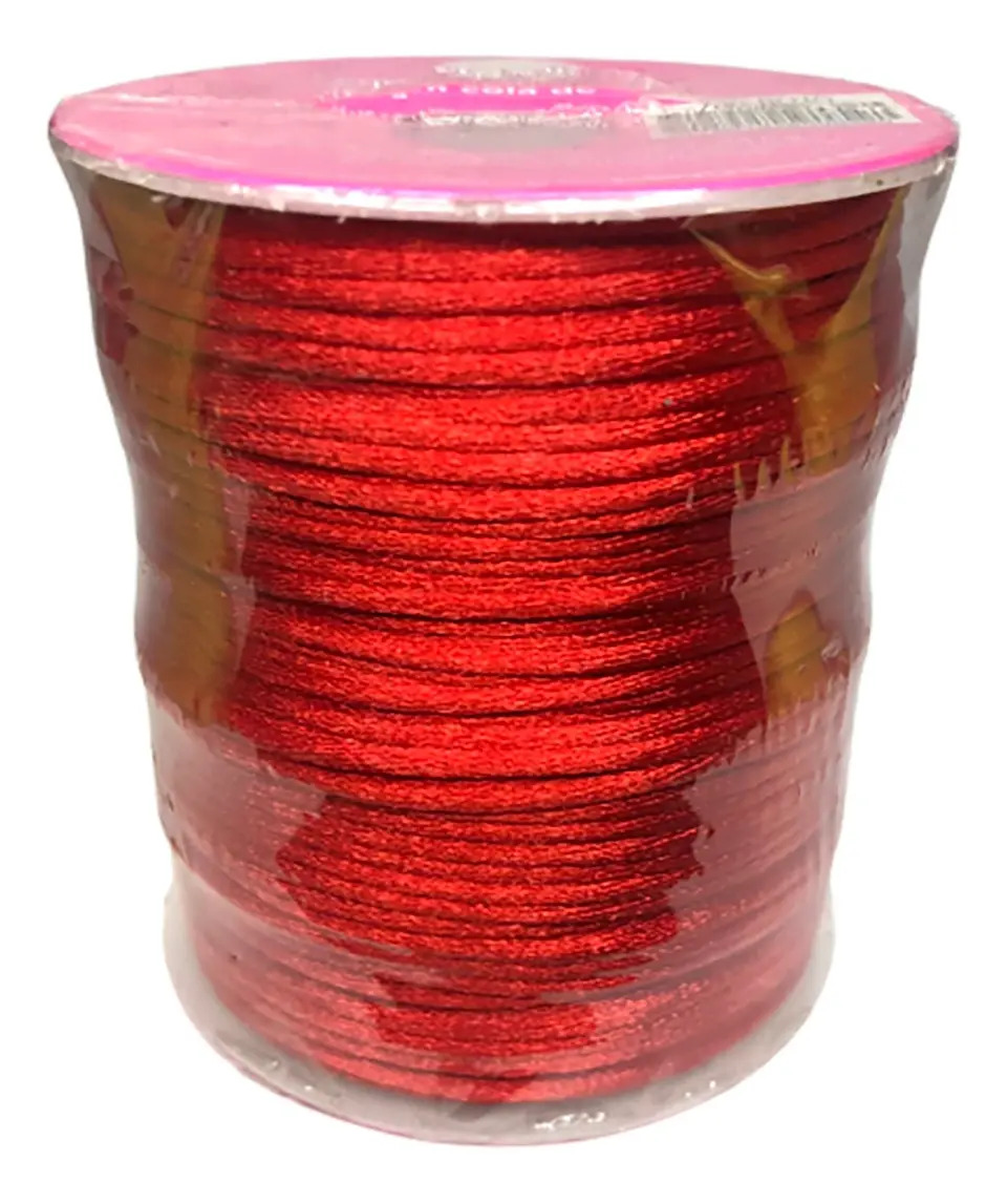 Cola De Rata Ratón No.5 2mm Listón Cordón Satinado 100mts Rojo