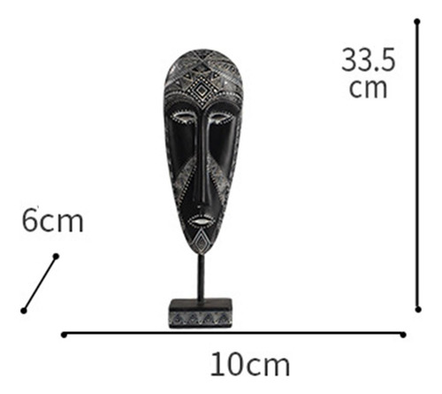 Escultura De Máscara Africana, Decoração De 10x6x33,5cm