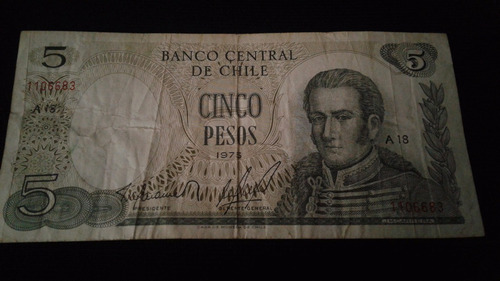 Billete 5 Pesos 1975 Barahona Molina (carp)