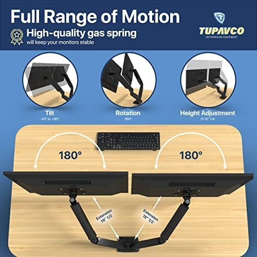 Imagen 2 de 5 de Tp1706 Soporte Monitor Resorte Ga Brazo Movimiento Giro