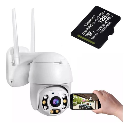 Camara Ip Exterior Wifi Sensor De Movimiento + Memoria 128gb