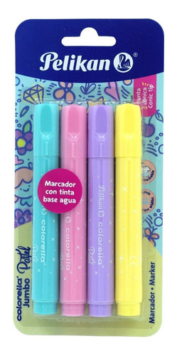 Marcadores Colorella Pastel Jumbo Pelikan Con 4 Piezas