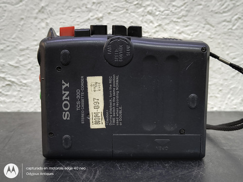 Grabadora De Voz Sony Walkman Tcs-30d Cassette No Funciona (Usado)