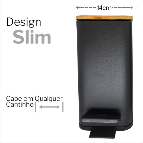 Lixeira 5 Litros Em Inox Com Pedal Styllus Slim Banheiro