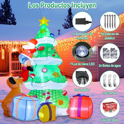 Inflable De Navidad Decor Navidenos Con Luz De Nieve 2.1m