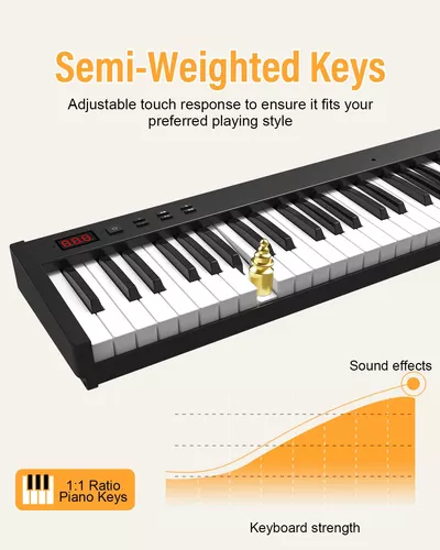 KONIX Piano de teclado, 88 teclas de piano eléctrico semipesado con función  MIDI Bluetooth, teclado de piano portátil con soporte, pedal de