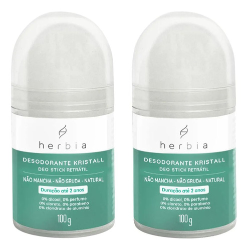 Kit 2 Desodorante Cristal Deo Stick 100g Hérbia Natural