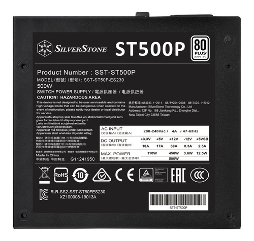 Imagen 4 de 10 de Fuente Silverstone St500p 500w Reales Certificada 80plus