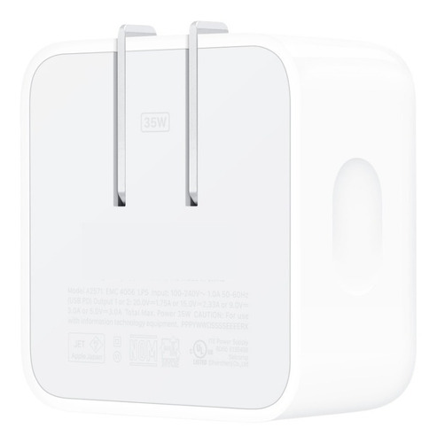 Adaptador De Corriente Compacto 35 W Con Dos Puertos Usb-c Color Blanco