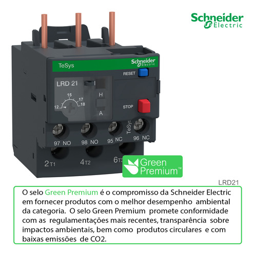 Relé De Sobrecarga Térmico 12-18a Classe 10 Lrd21 Schneider