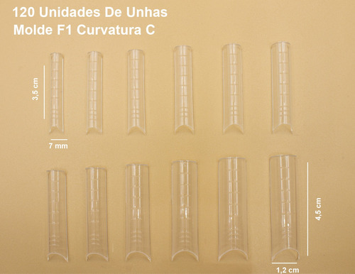 Imagem 2 de 2 de Molde F1 Curvatura C Unhas Gel Porcelana 120 Unidades