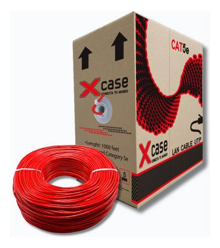 Cable Ftp 100mts Xcase Cat 5e Blindado Para Interior Rojo