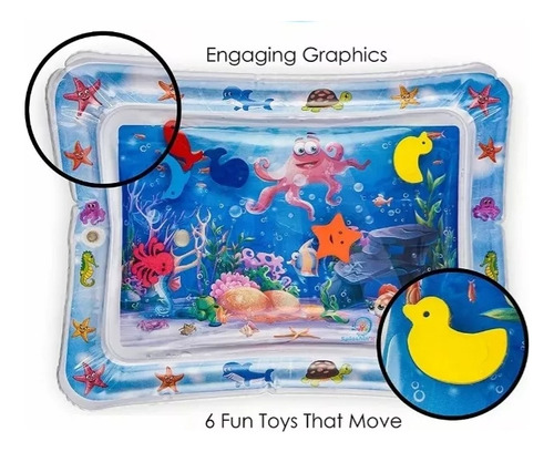Jutang Cojín agua inflable bebé Estimulación Temprana Alfombra color Azul
