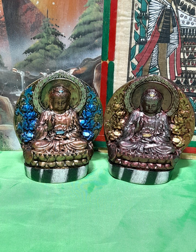 Buda Pared Pack Por 5 Unidades, Simil Piedra. Isisdala Art Dorado Oscuro