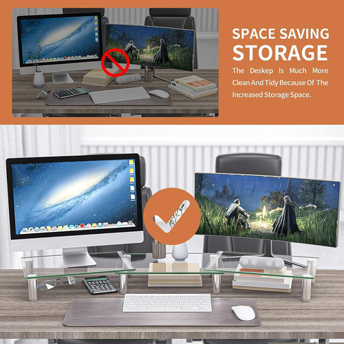 Soporte Monitor Dual: Longitud Y Ángulo Ajustables Ele...