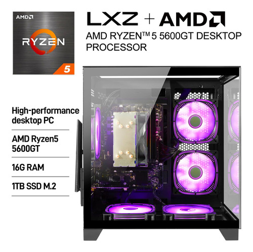 Lxz Desktop Computer Amd Ryzen Gt 6 Core 3.9ghz, 16g Ddr4 Ra