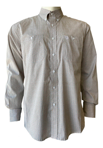 Camisa Vaquera Caballero Beige Con Detalles Naranjas Est 948