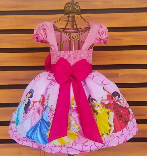 Vestido Infantil Moana Baby Rosa C/ Broche Luxo Princesas