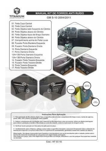 Jogo Tapete S10 2004 A 2011 Porta Objeto Copo Kit Forro